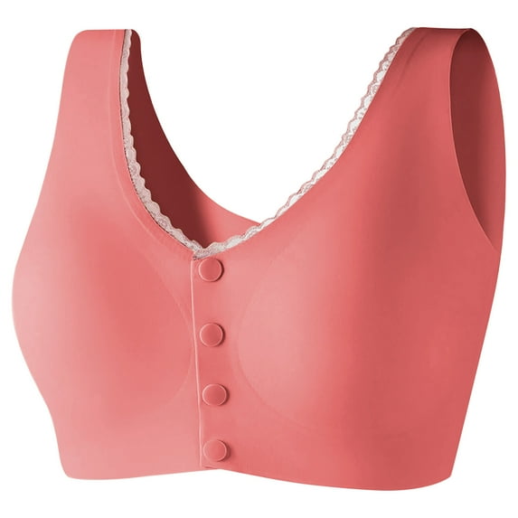 ylioge M-5XL Plus Size Sports Bras for Women Front Closure Lightweight Push Up Bralettes No Underwire Solid Seamless-Underwear Bra on Clearance