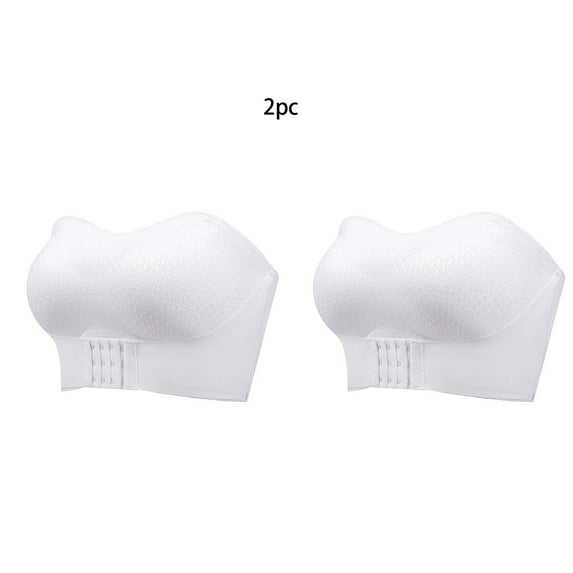 ylioge M-6XL Strapless Bras for Women Plus Size 2 Pack Wireless Push Up Bralettes Multipack Lightweight Support Seamless-Underwear Bra