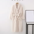 thumbnail image 1 of ylioge Mens Womens Robes with Pockets and Belt Long Sleeve Flannel Bathrobes Unisex Couples Casual Solid Thicken Thermal Warm Fleece Pajama Bath Robe, 1 of 6