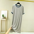 thumbnail image 1 of ylioge Modal-Nightgowns for Women Short Sleeve Crewneck Sleepshirts Womens Casual Color Block Pullover Going-Out Loungewear Pajama Tshirts Dresses, 1 of 3
