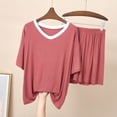 thumbnail image 1 of ylioge Modal-Pajamas for Women 2 Piece Sets Casual Solid Color Lightweight Short Sleeve Tops Wide Leg Shorts Soft Loungewear Homewear Pajamas Outfits, 1 of 6