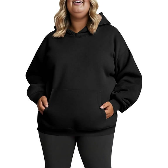 ylioge Oversized Hoodies for Women Plus Size L-5X Fleece Lined Sweatshirts Womens Casual Long Sleeve Solid Color Pullover Athletic Workout Hoodie Tops