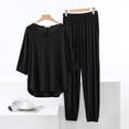 thumbnail image 1 of ylioge Pajama Sets for Women with Pockets 2 Piece Soft-Modal Loungewear Outfits Womens Casual Solid Color Short Sleeve Tops Tapered Leg Pants Pajamas, 1 of 6
