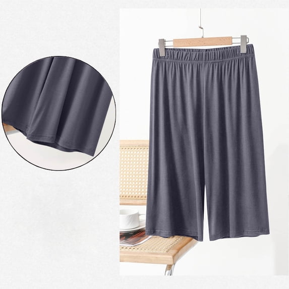 ylioge Pajama Shorts for Women Soft-Modal Casual Solid Color Baggy Wide Leg Pajamas Bottoms Elastic Waist Breathable Lightweight Loungewear Short