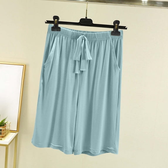 ylioge Pajama Shorts for Women with Pockets and Drawstring Elastic Waist Casual Solid Color Lightweight Soft-Modal Wide Leg Loungewear Pajamas Short