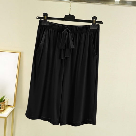 ylioge Pajama Shorts for Women with Pockets and Drawstring Elastic Waist Casual Solid Color Lightweight Soft-Modal Wide Leg Loungewear Pajamas Short