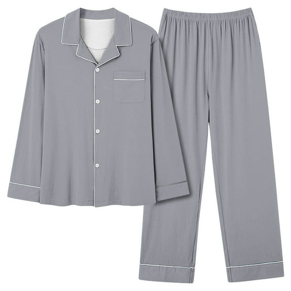 ylioge Pajamas for Women, Womens Sleepwear Two Piece Sets Casual Loose Silk Solid Lapel Long Sleeve Blouses Tops and Elastic High Waisted Wide Leg Pants Loungewear Sets Spring