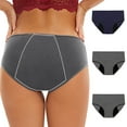 thumbnail image 1 of ylioge Period Underwear for Women 3 Pack Plus Size S-5X Mid Rise Reusable Panties Menstrual Leakproof Stretchy Multipack Full Coverage Briefs, 1 of 8