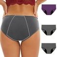 thumbnail image 1 of ylioge Period Underwear for Women 3 Pack Plus Size S-5X Mid Rise Reusable Panties Menstrual Leakproof Stretchy Multipack Full Coverage Briefs, 1 of 8