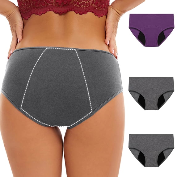 ylioge Period Underwear for Women 3 Pack Plus Size S-5X Mid Rise Reusable Panties Menstrual Leakproof Stretchy Multipack Full Coverage Briefs
