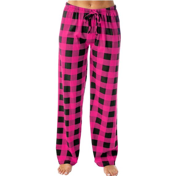 ylioge Plaid Pajama Pants for Women with Drawstring Elastic Waist Casual Straight Wide Leg Loose Comfortable Homewear Sleepwear Pajamas Trousers Pant
