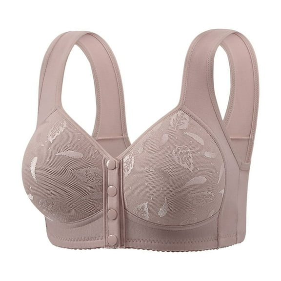 ylioge Plus Size Bras for Women Front Closure M-5X Large Bust Push Up Bralettes No Underwire Lightweight Solid Color No Show Underwear Bra