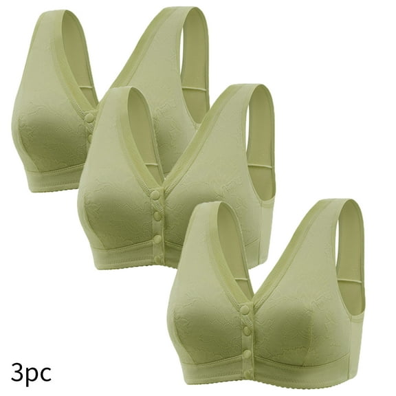 ylioge Plus Size Bras for Women M-4XL 3 Pack Front Closure Push Up Bralettes No Underwire Soft Lightweight Support Sports Underwear Bra