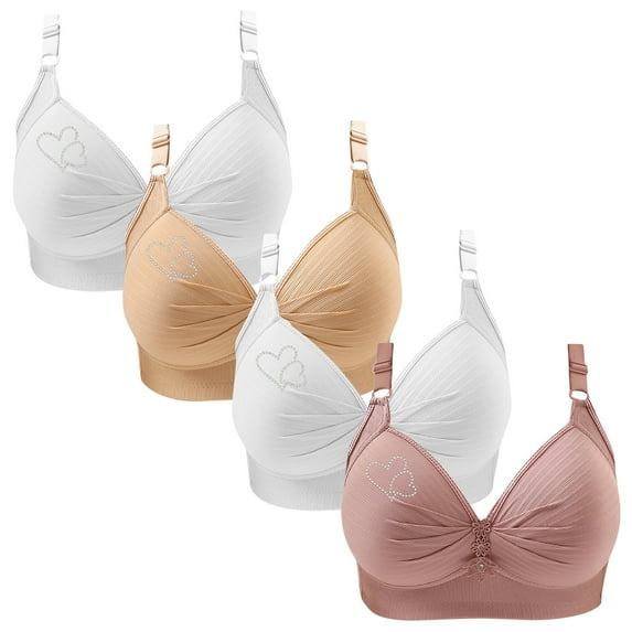 ylioge Plus Size Bras for Women XS-4XL 4 Pack Push Up Wireless Underwear Bra Casual Multipack Support Breathable Full Coverage Bralettes