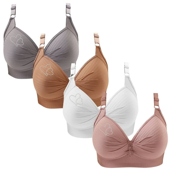 ylioge Plus Size Bras for Women XS-4XL 4 Pack Push Up Wireless Underwear Bra Casual Multipack Support Breathable Full Coverage Bralettes
