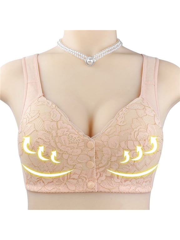 Plus Size Front Closure Bras for Women 48-58 Wireless Push Up Bralettes Ladies Adjustable Breathable Support Lifting Underwear Bra