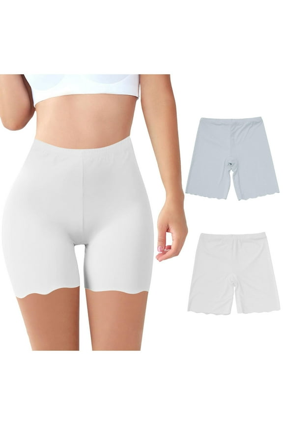 Plus Size Silk Boxer Briefs for Women L-4X High Waisted Underwear Boy Shorts Ladies Casual Solid Lightweight No Show Panties