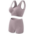thumbnail image 1 of ylioge Plus Size Sports Bras and Boxer Briefs 2 Piece Sets for Women S-5XL Solid Wireless Bra Panties Athletic Workout Underwear Set, 1 of 1