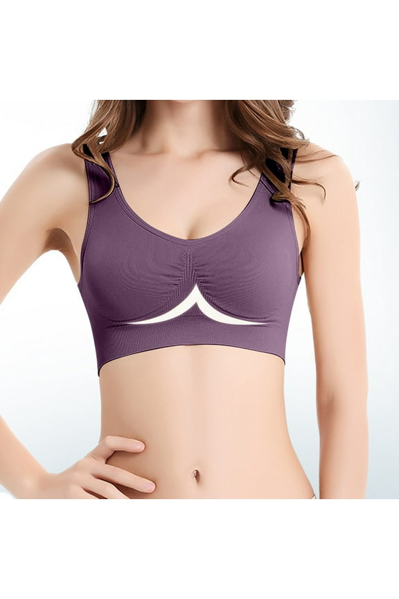 Plus Size Sports Bras for Women S-4X Lightweight Wireless No Padded Bralettes Stretchy Pullover Solid Breathable Sleep Underwear Bra