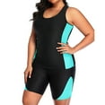 thumbnail image 1 of ylioge Plus Size Swimsuits for Women XL-4XL Two Piece Athletic Bathing Suits Ladies Casual Color-Block Surfing Diving Swimming Swimwear Sets, 1 of 6