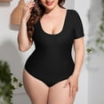 thumbnail image 1 of ylioge Plus Size Swimsuits for Women 2XL-5XL One-Piece Short Sleeve Shapewear Swimwear Ladies Solid Sun-Protection Slimming Bathing Suits, 1 of 5