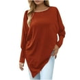 thumbnail image 1 of ylioge Plus Size Tops for Women, Ladies Fall Oversized Shirts Casual Loose Solid Color Long Sleeve Irregular Hem Crewneck Sweatshirts Blouses, 1 of 8