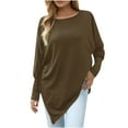 thumbnail image 1 of ylioge Plus Size Tops for Women, Ladies Fall Oversized Shirts Casual Loose Solid Color Long Sleeve Irregular Hem Crewneck Sweatshirts Blouses, 1 of 8