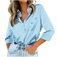thumbnail image 1 of ylioge Plus Size Tops for Women, Women's Long Sleeve Shirts Bussiness Casual Satin Silk Solid Lapel Blouses Fall Saves, 1 of 8