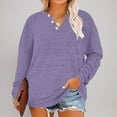 thumbnail image 1 of ylioge Plus Size Tops for Women XL-5X Long Sleeve Button V Neck Sweatshirts Womens Casual Solid Color Pullover Basic Going-Out Loungewear Shirts, 1 of 6