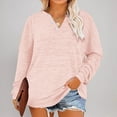 thumbnail image 1 of ylioge Plus Size Tops for Women XL-5X Long Sleeve Button V Neck Sweatshirts Womens Casual Solid Color Pullover Basic Going-Out Loungewear Shirts, 1 of 6