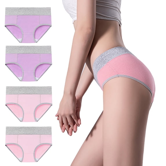 ylioge Plus Size Underwear for Women M-5X 4 Pack Cotton Panties High Waisted Multipack Full Coverage Breathable Butt Lifting Briefs