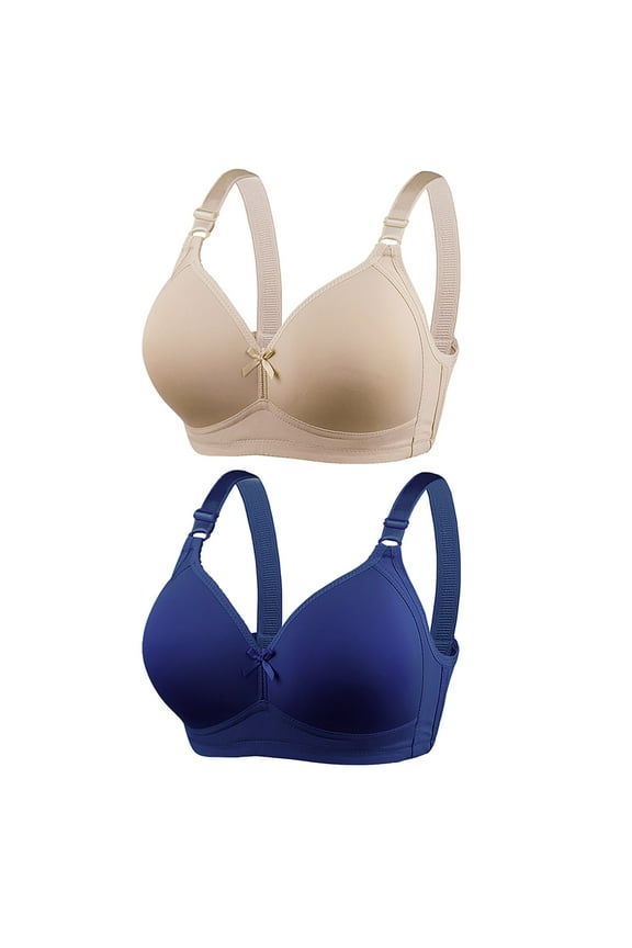 Plus Size Womens Bras 2 Pack 42-52 Wireless Push Up Underwear Bra Ladies Multipack Breathable Full Coverage Support Lifting Bralettes