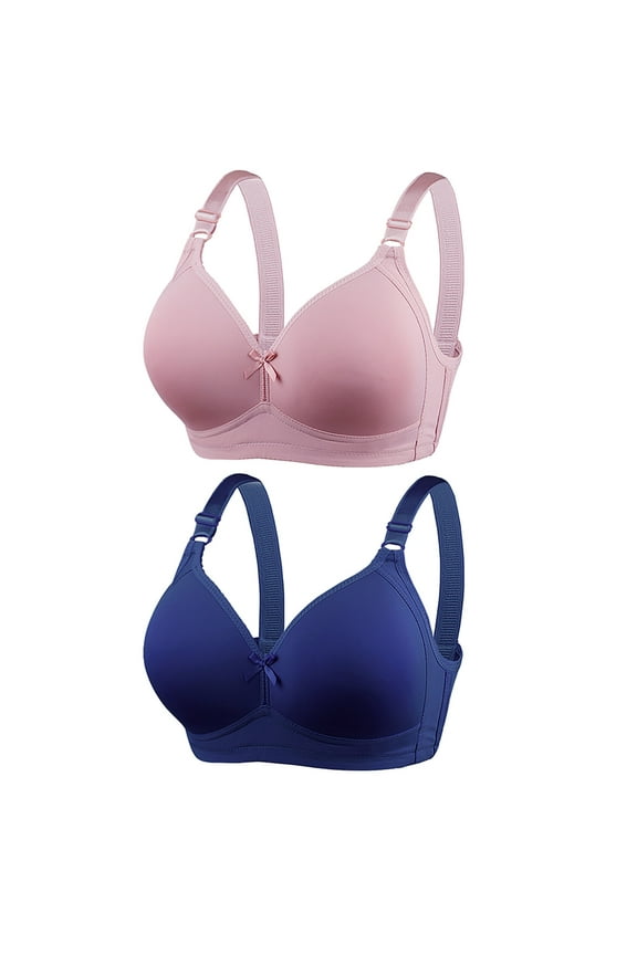 Plus Size Womens Bras 2 Pack 42-52 Wireless Push Up Underwear Bra Ladies Multipack Breathable Full Coverage Support Lifting Bralettes