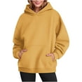 thumbnail image 1 of ylioge Pullover Hoodies for Women Long Sleeve Sweatshirts Ladies Casual Solid Loose Comfort Fleece Lined Hoodie Tops with Pocket, 1 of 7