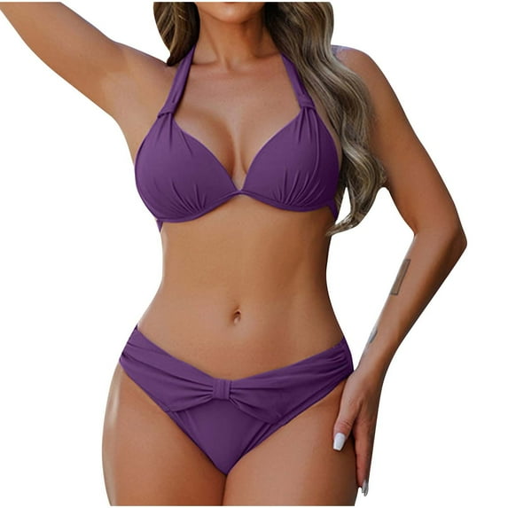 ylioge Push Up Bikini Sets for Women Trendy Two Piece Bathing Suits Ladies Solid Color Separates Summer Beach Swimsuits 2025
