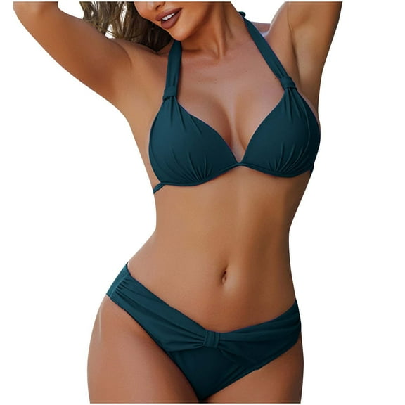 ylioge Push Up Bikini Sets for Women Trendy Two Piece Bathing Suits Ladies Solid Color Separates Summer Beach Swimsuits 2025