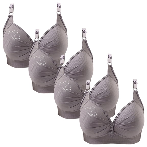 ylioge Push Up Bras for Women Plus Size XS-4XL 4 Pack Wireless Bralettes Ladies Breathable Full Coverage Underwear Multipack Support Bra