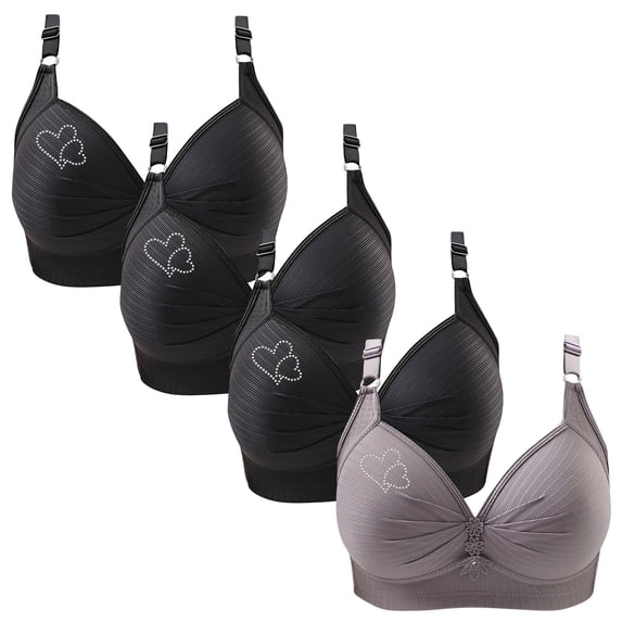 ylioge Push Up Bras for Women Plus Size XS-4XL 4 Pack Wireless Bralettes Ladies Breathable Full Coverage Underwear Multipack Support Bra