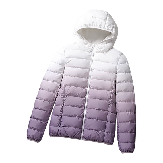ylioge Quilted Jackets for Women, Womens Downs Jackets Y2k Ombre Tie Dye Parkas Winter Warm Lightweight Long Sleeve Lapel Thicken Zip Up Hoodies Cropped Padded Winter Coat for Women