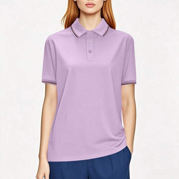ylioge S-4X Plus Size Golf Shirts for Women Short Sleeve Tees Tops Womens Casual Solid Color Pullover Button Collared Athletic Workout Tshirts Shirt