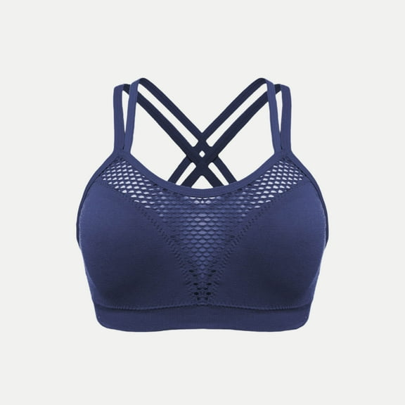 ylioge S-4X Plus Size Sports Bras for Women High-Impact Wireless Bralettes Push Up Breathable Hollow-Out Backless Athletic Underwear Bra