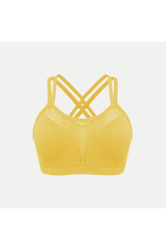 S-4X Plus Size Sports Bras for Women High-Impact Wireless Bralettes Push Up Breathable Hollow-Out Backless Athletic Underwear Bra