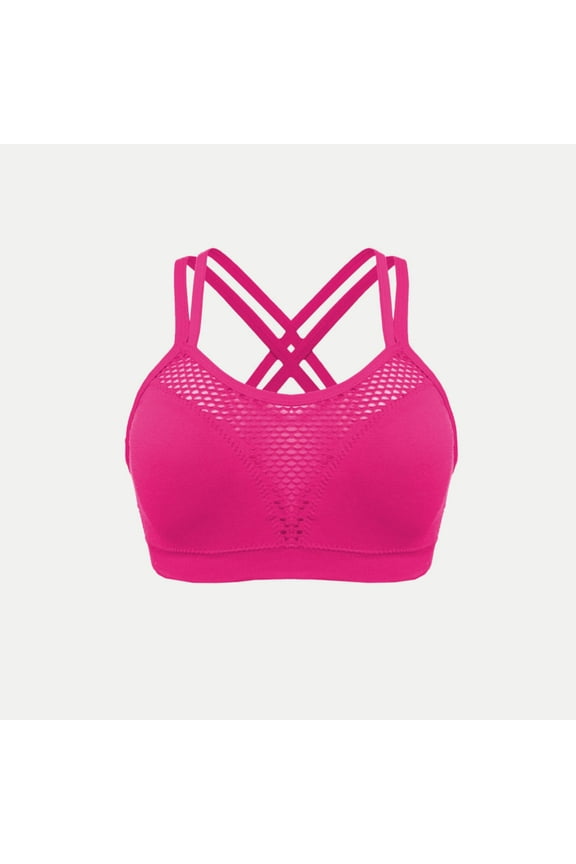 S-4X Plus Size Sports Bras for Women High-Impact Wireless Bralettes Push Up Breathable Hollow-Out Backless Athletic Underwear Bra