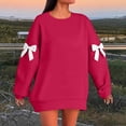 thumbnail image 1 of ylioge S-5X Plus Size Cute Sweatshirts for Women Bowknot Long Sleeve Shirts Fleece Lined Trendy Solid Color Pullover Crewneck Warm Sweatshirt Tops, 1 of 6