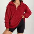thumbnail image 1 of ylioge S-5X Plus Size Fleece Sweatshirts for Women with Zipper Collar Sherpa Shirts Solid Color Long Sleeve Thermal Pullover Athletic Sweatshirt Tops, 1 of 5
