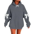 thumbnail image 1 of ylioge S-5X Plus Size Hoodies for Women with Front Pocket Fleece Lined Sweatshirts Womens Cute Bowknot Long Sleeve Pullover Drop Shoulder Hoodie Tops, 1 of 2