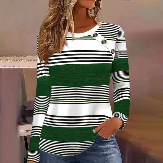 ylioge S-5X Plus Size Long Sleeve Sweatshirts for Women Crewneck Shirts Womens Casual Color Block Pullover Slim Basic Going-Out Loungewear Tops