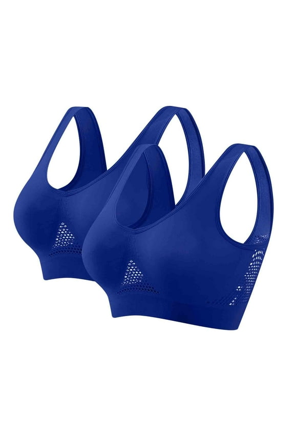 S-5X Plus Size Sports Bras for Women No Underwire 2 Pack Push Up Bralettes Breathable Pullover Lightweight Support Athletic Yoga Underwear Bra