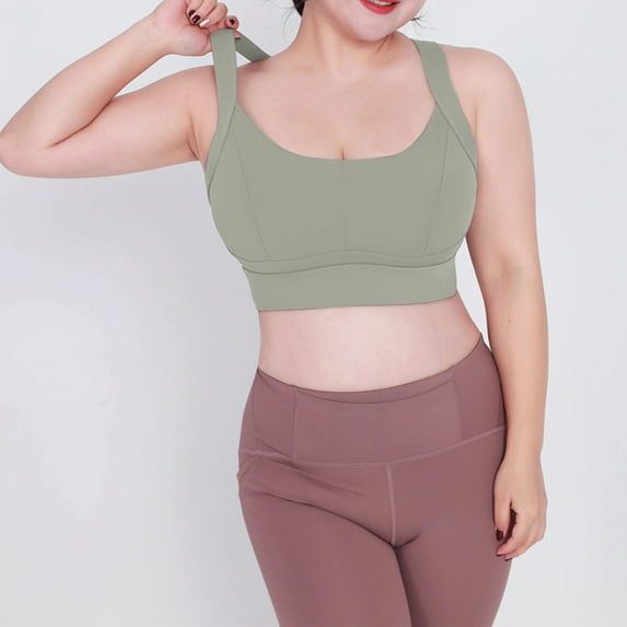 ylioge S-5X Plus Size Sports Bras for Women No Underwire High-Impact Bralettes Push Up Solid Breathable Full-Coverage Athletic Workout Underwear Bra