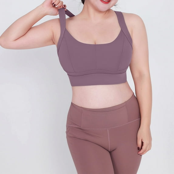 ylioge S-5X Plus Size Sports Bras for Women No Underwire High-Impact Bralettes Push Up Solid Breathable Full-Coverage Athletic Workout Underwear Bra